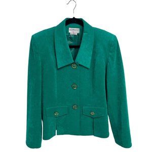 Vintage Ultra Suede Women's Long Sleeve Bright Green Button Up Blazer Size 8